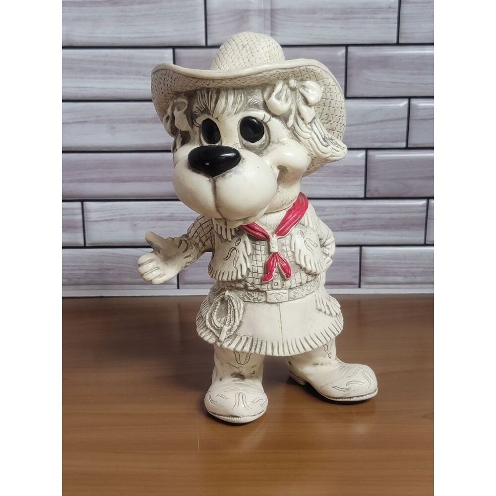Vintage 1971 Creative Mfg. Inc. Dog Cowgirl Plastic Bank #A48